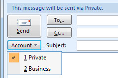 Account selection in Outlook 2007