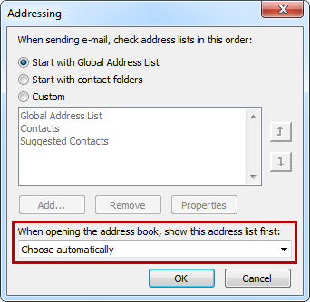 Address Book options 2010