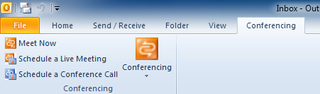 Conference add-in tab in Outlook 2010