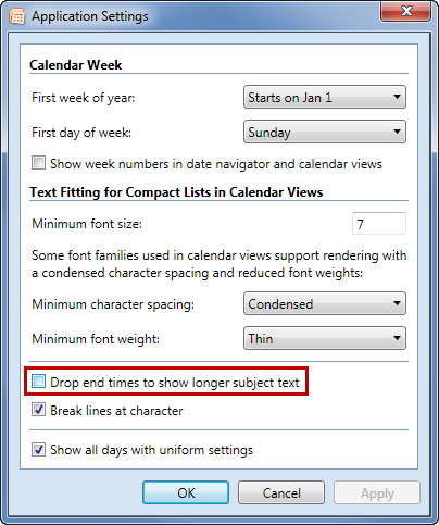 Calendar Printing Assistant: Drop end times to show longer subject text