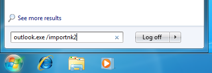 Importing the nk2-file in Outlook 2010 on Windows 7