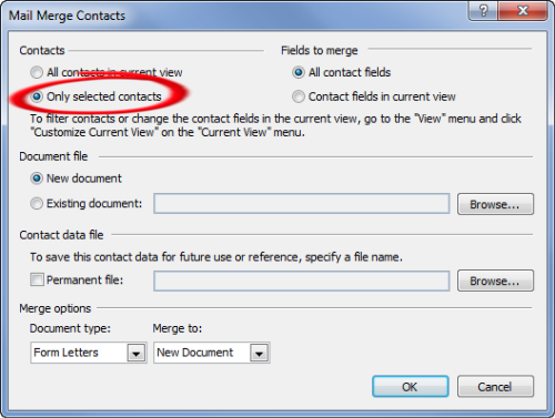 Mail Merge selected contacts only