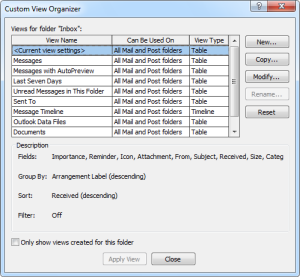 Custom View Organizer in Outlook 2007 (click on image to enlarge)