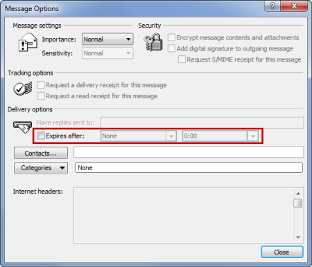 Expire After option for a message