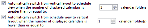 Set the default for when Outlook should automatically switch to the Schedule view and back.