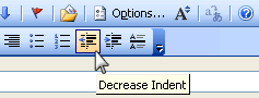 Indent option in the Outlook editor