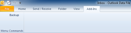 Backup add-in on Addin Tab